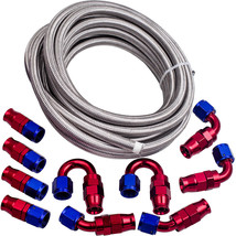 Stainless Steel Braided Fuel Line 20 Feet 8AN &amp; 10x Swivel Fitting Hose ... - $162.16