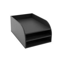 Osco Faux Leather Three Tier Letter Tray - Black  - £50.57 GBP