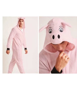 Homme Rose Porky Cochon Polaire Peluche one piece Pyjama Union Suit Zip ... - $19.70