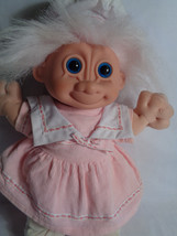 Russ Plush Troll Kidz Pink Sailor Dress &amp; Cap Doll Lt. Pink Hair Blue Eyes as is - £9.33 GBP
