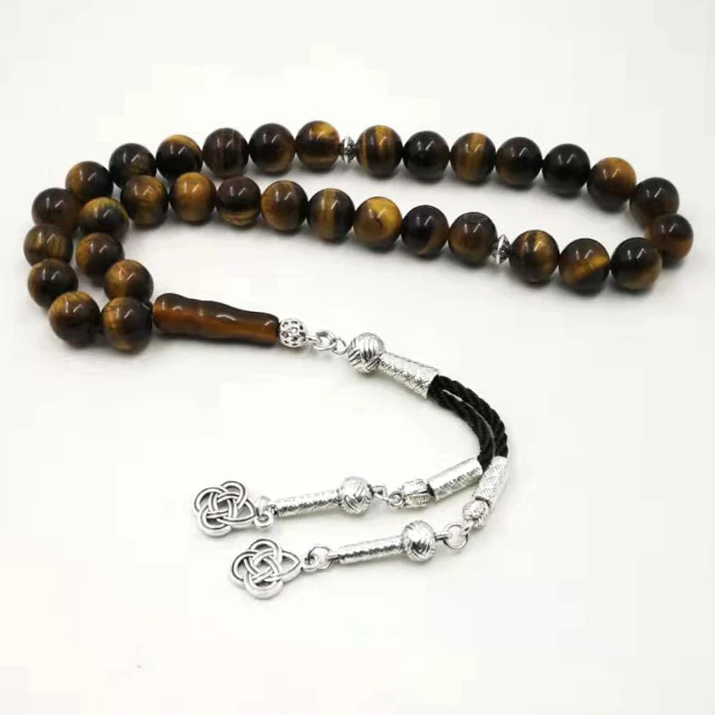 Natural Tiger eyes tasbih Muslim man misbaha prayer beads 33 66 99beads Arabic f - £41.35 GBP