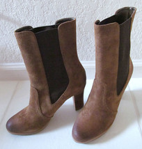 NEW Talbots Chantel Suede Leather Hi-Heel Boots Booties Shoes Brown Wome... - $58.00