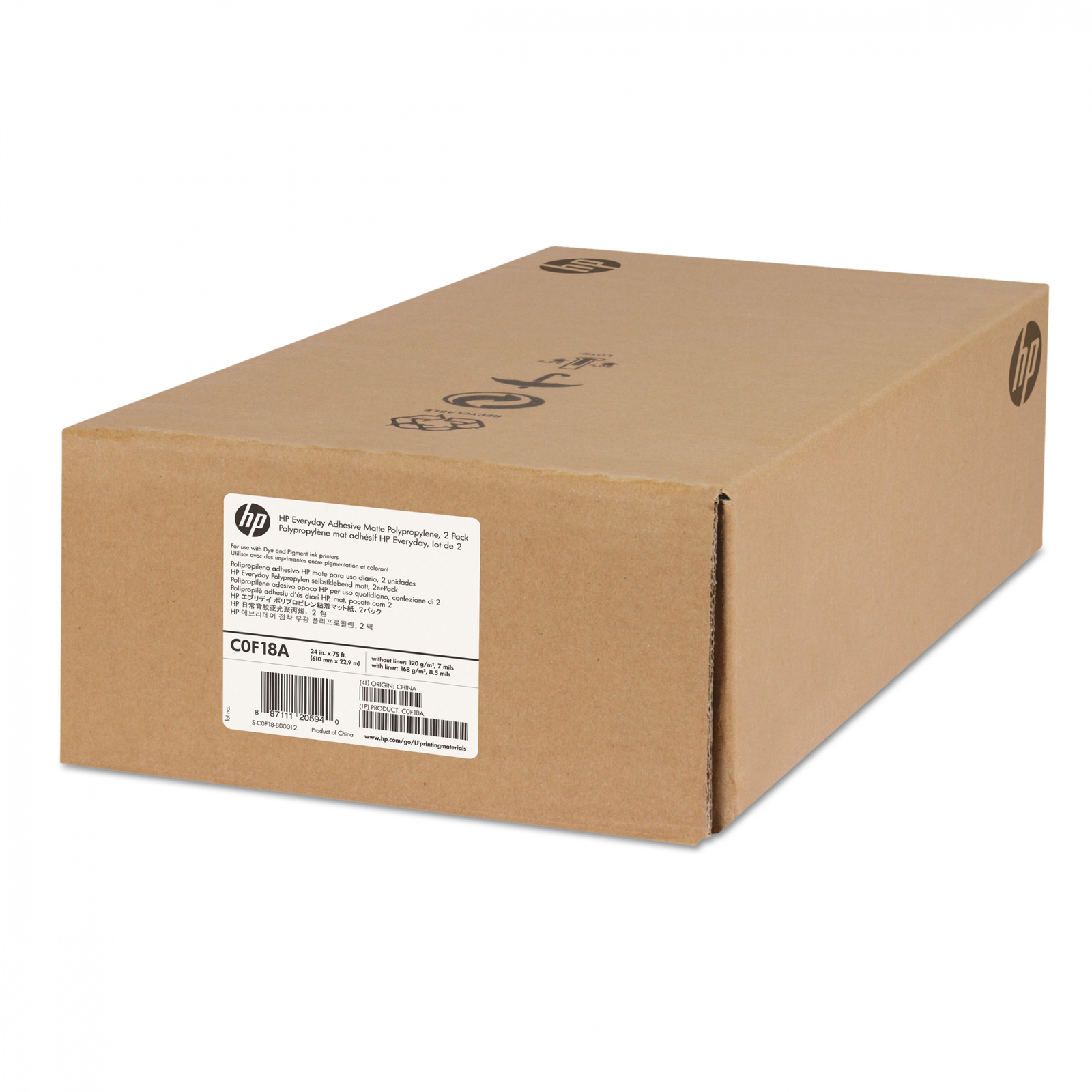 Brand Management C0F18A HP EVDY ADH MATT POLYP 24INX75FT 2 PACK - $551.99