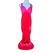 Pink Rose Sleeveless Maxi Dress Fuchsia Combo Color Block Strappy Back L... - £9.25 GBP