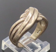 925 Sterling Silver - Vintage Solid Carved Round Neck Scarf Ring Sz 8 - RG27426 - £27.58 GBP