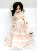 Vintage Effanbee Doll 1966 Long Pink Dress Lace Trim Possibly Bride 15&quot; - £14.85 GBP