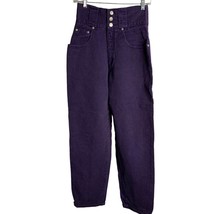 Vintage 90s Nada Nuff High Rise Button Jeans S Purple Straight Leg Belt ... - $41.77