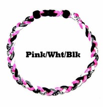 3 Rope Tornado Braided Twist Girls Softball Necklace 18&quot; 20&quot; Pink Black White - £7.10 GBP