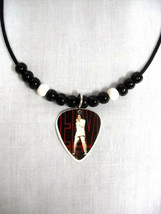 68 Tv Special Color Elvis Presley Photo Guitar Pick Pendant Adj Necklace W Beads - £9.51 GBP