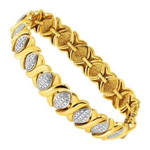 Tennis Bracelet with Simulated Diamond in 14K Yellow Gold Plated Brass Summer - £44.00 GBP