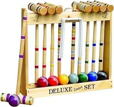 Croquet Set &amp; Caddy 8 Player 24&quot; Maple &amp; Brass Amish Handmade Usa - £345.40 GBP+