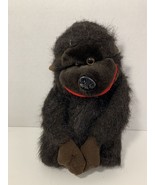 gorilla hand puppet vintage black brown plush stuffed toy monkey red mouth - £8.55 GBP