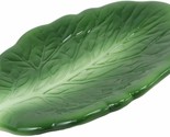 Ebros 10&quot;L Ceramic Fresh Hearty Collard Green Leaf Shaped Serving Plate ... - $20.49