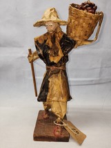 Vintage Mexican Folk Art Paper Mache Sculpture Old Man Carrying Basket O... - $34.62