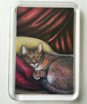 Cat Art Acrylic Small Magnet - Lounging Cat - £3.14 GBP