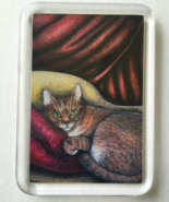 Cat Art Acrylic Small Magnet - Lounging Cat - £3.19 GBP
