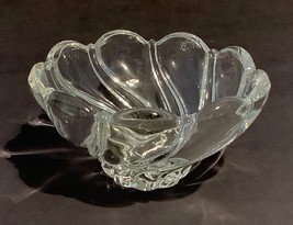 Milkasa  Peppermint Candy Nut Dish Germany Clear Frosted Glass Bowl Swirl Round - £14.64 GBP
