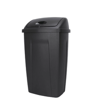 Kitchen Trash Can, 13 Gallon Plastic Garbage Bin with Swing Top Lid, Black - $28.75