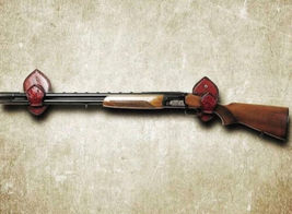 Leather Gun Rack Wall Mount. Buck Head Design. For 2. Perfect Christmas Present! image 6