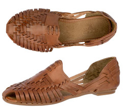 Women Sandals Mexican Huaraches Real Leather Closed Slip On Cognac Boho ... - £27.93 GBP