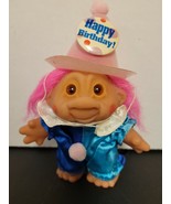 1986 Vintage Thomas Dam Troll Doll 5&quot; Happy Birthday Clown Pink Hair wit... - £16.15 GBP