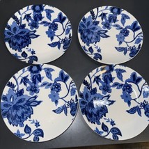 Royal Norfolk Blue Floral Plates Cobalt Blue and White 8” Set of 4 Salad Bread - £15.65 GBP