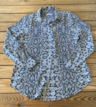 Equipment Femme Women’s 100% Silk Snake Print Button up shirt size S Grey S8 - $38.61