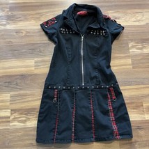 Vintage Tripp NYC 90s Y2K Pleated Mini Dress Red/Black /Chain /Plaid Siz... - $104.49