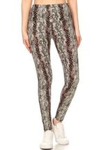Women's Yoga Style Banded Lined Snakeskin Printed Knit Legging With High... - $8.00