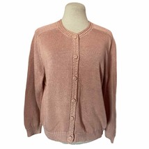 Mon Repos Vintage Cardigan Pink Button Front Long Sleeve Sweater Women&#39;s... - £27.29 GBP