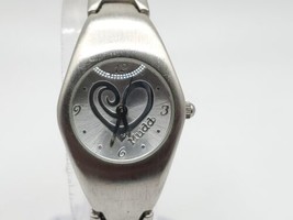 Mudd Heart Shape Dial Quartz Watch New Battery Silver Tone 24mm - $15.00