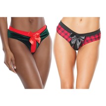 Angelique Coquette Women&#39;s Holiday Panty Pack- Present Style Bow Crotchless Unde - £22.78 GBP
