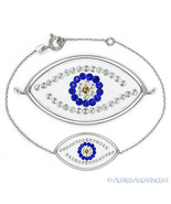 Evil Eye Bead Turkish Nazar Greek Charm 925 Sterling Silver CZ Bracelet ... - £19.36 GBP