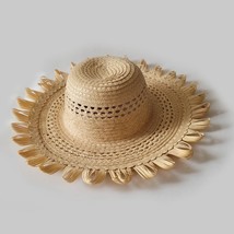 Handmade Women Real Straw Hat Made in Guatemala Size 56( Medium ) decorated - £12.96 GBP