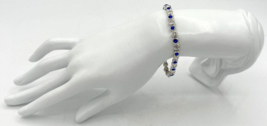 Vintage Avon Silver Tone Blue and Silver Rhinestone Bracelet SKU PB78 - £11.70 GBP