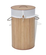 vidaXL Bamboo Laundry Bin Round Natural - £60.38 GBP