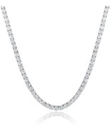 Tennis Necklace 18K White Gold Plated 4.0mm Round Cubic Zirconia Cut Fau... - £54.90 GBP