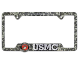 Marines 3D Camo Metal License Plate Frame Usa Made - £32.06 GBP