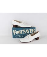 NOS Vintage 90s Streetwear Womens 11 2A Chunky Leather Heels Shoes White... - $1,800.66 MXN