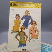 Vintage Sewing PATTERN Simplicity 5185, Womens for Knit Fabric 1972 Set of Tops - £13.70 GBP