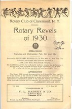 Claremont NH Rotary Club Revels playbill 1930 vintage theater ephemera - £11.19 GBP