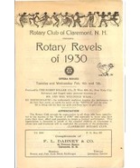 Claremont NH Rotary Club Revels playbill 1930 vintage theater ephemera - £10.44 GBP