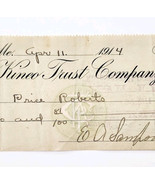 1914 Kineo Trust Company Bank Check E.A. Sampson Dover Maine Signed 6279... - $27.22 CAD