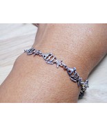 Cut Out Fish Link Chain Bracelet 7.5&quot;, 925 Sterling Silver, Handmade Fis... - £31.17 GBP