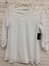 Kim Rogers Womens Lined White Lulylace Tulip Sleeve Round Neck Lace Top S NWT - £8.79 GBP