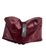 Lulus Bustier Top Burgundy XL Strapless Cropped Date Night Pick Vegan Le... - £31.76 GBP