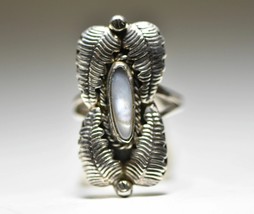 Mother of Pearl ring long Navajo MOP southwest sterling silver women size 7.50 - £53.23 GBP