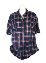 Duluth Button Up Shirt Mens 3XL Blue Plaid Short Sleeve Polyester Nylon Stretch - £15.12 GBP