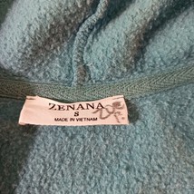 Zenana OJ-35038 Womens Cotton Blend Teal Full Zip Drawstring Hoodie Sweatshirt S image 3