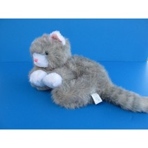 Vintage BJToy Co. Gray &amp; White Fluffy Kitten Plush Stuffed Animal 9&quot; - £11.50 GBP